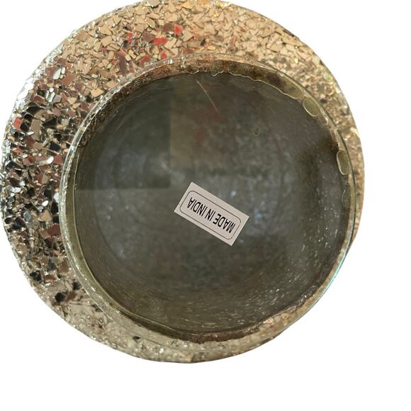 Metallic Gold Broken Fleck 13in Glass Christmas Tree Holiday Glam Made in India - Picture 6 of 10